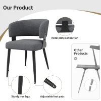 Set of 6 Modern Dining Chairs with High‑Resilience Foam Seat, Upholstered Chairs with Ergonomic Curved Back, 54L x 50W x 81.5H cm, Gray(m-6)