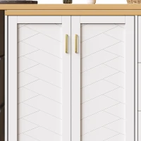 Multifunctional Kitchen Island for Dining & Living Areas, Extendable Bar Cart with 2 Doors & 3 Drawers, 135-228L x 39W x 104H cm, White(m-9)