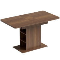 HOMCOM Extendable Dining Table for 4-6 People, 110-130cm Kitchen Table with 6 Open Shelves, Walnut Brown