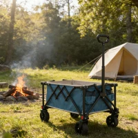 Faltbarer Bollerwagen, für Camping, Einkaufen, 77 x 48 x 45 cm, Blau(m-2)