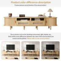 Modern TV Stand with 2 Drawers, 2 Sliding Doors & 8 Solid Wood Legs, Versatile Cabinet with Rounded Corners, 170L x 40W x 40H cm, Oak(m-6)