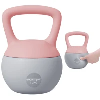 SPORTNOW Pesa Rusa 10 kg Kettlebell Relleno de Arena Metálica Mango Antideslizante para Entrenar en Casa 21x21x30cm Rosa y Gris(m-10)