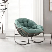Schaukel-Eiersessel mit dickem Sitzkissen, Indoor & Outdoor Comfy Rocker Chair, 111x 94.5x 80 cm, Grün(m-2)