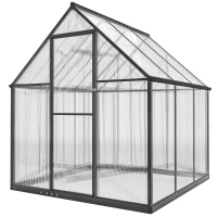 Outsunny Serre de jardin en aluminium polycarbonate, serre avec fenêtre réglable porte battante résistant intempéries transparent(m-1)