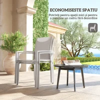 Outsunny Set de 2 Scaune de Grădină cu Cadru din Aluminiu, Plasă Respirabilă și Cotiere, 56x58x89 cm, Gri Deschis(m-6)