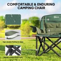 Folding Camping Chair z kieszenią i uchwytem na kubek, Zielony(m-4)