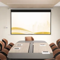 HOMCOM Écran de projection motorisé 120 pouces, 16:9 4K HD, fixation mural ou plafond avec télécommande, 293,5L x 8l x 176H cm(m-10)