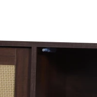 Stylish TV Stand Cabinet with Rattan Sliding Doors & 2 Drawers, Sturdy Media Console with Ample Storage, 190L x 40W x 52H cm, Wood(m-9)