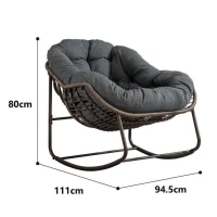 Schaukel-Eiersessel mit dickem Sitzkissen, Indoor & Outdoor Comfy Rocker Chair, 111x 94.5x 80 cm, Grün(m-3)