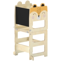 AIYAPLAY Turn Montessori pentru Copii 2-5 Ani cu Tablă și Măsuță, din Lemn, 57x39x93 cm, culoare Lemn