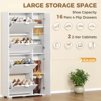 HOMCOM Scarpiera con Specchio, 4 Cassetti Ribalta, Scarpiera Ingresso, Bianco(m-5)