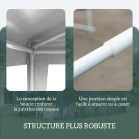 Outsunny Tonnelle de jardin 3 x 3 m, barnum tente de réception Structure en acier, tissu PE pour fêtes et mariages, blanc(m-5)