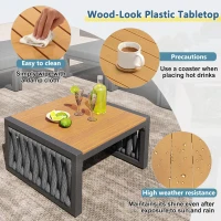 Outdoor Garden Furniture Set with High-Density Foam Cushions, Durable Garden Sofa Set with Plastic Weave, 240L x 118W x 83H cm, Gray(m-6)