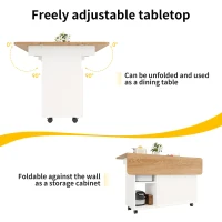 Mobile Kitchen Island with Fold-Down Dining Extensions, Versatile Serving Trolley with Open Shelves, 120L x 30-70W x 79.5H cm, White(m-6)