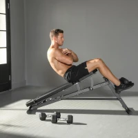 SPORTNOW Multifunktionale Hantelbank, Verstellbare Schräg- und Flachbank mit 6-stufiger Rückenlehne, 3-stufigem Sitz, Schwarz(m-9)