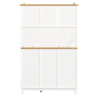 Farmhouse Style Sideboard with Spacious Shelves and Drawers, Versatile Storage Cabinet with Drink Holders, 104L x 40W x 180H cm, White(m-10)