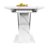 Extendable Dining Table with Locking Silent Metal Guide Rails, Space-Saving Table for 6 to 8 People, 118-157L x 75W x 76.5H cm, White(m-13)