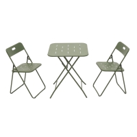 3‑teiliges Klappbares Bistro-Set aus Stahl, mit 2 Stühle + 1 Tisch, Grün
