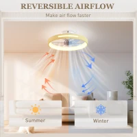 HOMCOM Wentylator Sufitowy z Oświetleniem i Pilotem, 49 cm LED z 3 Barwami Światła, Naturalne Wykończenie w Stylu Drewna(m-7)