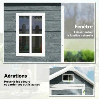 Outsunny Abri de jardin en plastique avec plancher porte verrouillable fenêtre et ventilation  128 x 104 x196 cm gris(m-5)