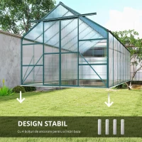 Outsunny Sera din aluminiu kit sera de gradina walk-in din policarbonat cu ventilatie 244 x 500 x 216cm, Transparenta(m-5)