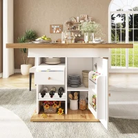 Extendable Dining Table with Telescopic 2-Sided Extension, Space-Saving Table for 4-6 People, 110-140L x 80W x 75H cm, White(m-7)