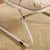 Poltrona lounge da esterno con pouf, cuscino imbottito, tessuto sling, struttura in acciaio, Beige(m-9)