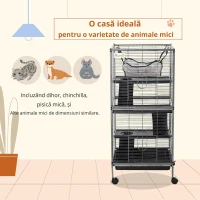 PawHut Cusca Rozatoare 52×52×113,5 cm – 4 Nivele & Tava Detasabila(m-7)