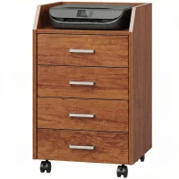 Vinsetto Cajonera de Escritorio con Ruedas Cajonera de Oficina con 4 Cajones Archivador Móvil para Estudio 40x36x65 cm Marrón(m-10)