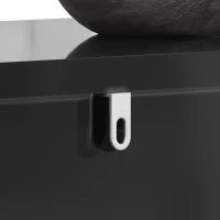 Stylish Sideboard with 2 Doors, 4 Shelves and Geometric Door Design, Durable Cabinet with Slim Metal Feet, 152L x 40W x 75H cm, Black(m-7)