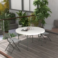 Outsunny Table ronde de jardin pliante Ø122 cm peut accueillir 6 personnes pour évènement, structure métal, plateau HDPE(m-10)