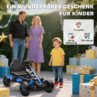 AIYAPLAY Pedal Go Kart for Kids Ages 3-6 with Automatic Clutch, Brake, EVA Anti-Slip Wheels, Beginner-Friendly, Blue(m-8)