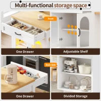 Extendable Kitchen Island with App-Controlled RGB Lighting, Versatile Storage Cabinet with Adjustable Shelf, 126-196L x 59W x 94H cm, White(m-6)