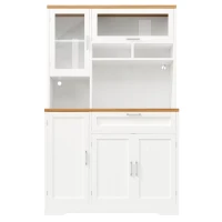 Tall Display Cabinet with 3-Door Storage and Large Worktop, Versatile Sideboard for Kitchen and Living Area, 104L x 40W x 180H cm, White(m-10)