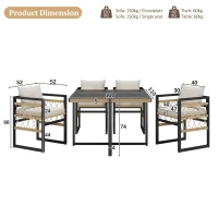 Hand-Woven Garden Sofa Set with Foam Cushions, Stylish Garden Lounge Set for 4 People, 110L x 110W x 74H cm, Beige+Black(m-3)