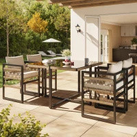 Hand-Woven Garden Sofa Set with Foam Cushions, Stylish Garden Lounge Set for 4 People, 110L x 110W x 74H cm, Beige+Black(m-1)