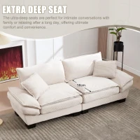 Oversized Cloud Sofa with Ergonomic High-Resilience Foam & 2 Lumbar Cushions, Modular Couch for 2 People, 224L x 81W x 81H cm, Beige(m-5)