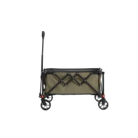 Faltbarer Bollerwagen, für Camping, Einkaufen, 77 x 48 x 45 cm, Armeegrün(m-4)