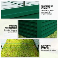 Outsunny Jardinière surélevée galvanisée rectangulaire pour l'extérieur - fond ouvert - 240 x 120 x 60cm, vert(m-7)