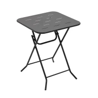 Set bistro pieghevole in 3 pezzi in acciaio, con 2 sedie + 1 tavolo, Nero(m-9)