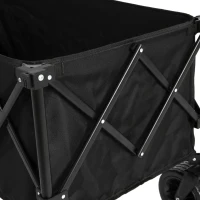 Faltbarer erweiterbarer Bollerwagen, mit viel Stauraum, 136x54x60 cm, Schwarz(m-12)