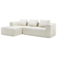 Modular L-Shaped Sofa with Deep Seating and Sleeper Function, Upholstered Lounge Couch for Living Area, 250L x 158W x 60H cm, Beige(m-13)
