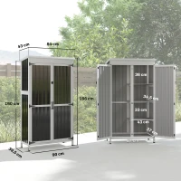 Outsunny Caseta de Jardín de Madera y Acero 94x43x166 cm Armario para Herramientas con 2 Estantes Ajuatables y 2 Puertas Negro(m-3)