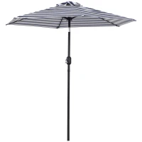 Outsunny Sombrilla de Jardín Ø230x216 cm con Apertura Manual Ángulo Ajustable e Impermeable para Terraza Piscina Azul y Blanco(m-11)