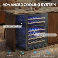 HOMCOM Cantinetta Vino Doppia Temperatura 5–18 °C 46 Bottiglie 131L con Porta in Vetro Temperato Triplo, Nero(m-5)