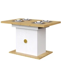 Extendable Dining Table with Leaf and Built-In Storage Shelves, Versatile Centrepiece for Open-Plan Areas, 110-140L x 70W x 76H cm, Wood(m-11)