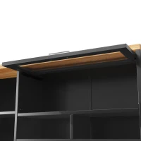 Tall Display Cabinet with USB-Powered App-Controlled LED Lighting, Modern Sideboard for Kitchen, Living Areas, 104L x 40W x 180H cm, Black(m-9)