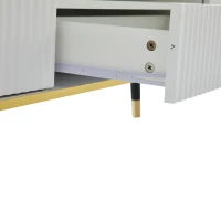 Modern TV Entertainment Center with 4 Doors & Drawer, Spacious TV Stand for Living Room or Bedroom, 200L x 40W x 46H cm, White(m-12)