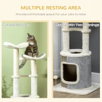 PawHut Drapak dla kota z budką, drzewko wspinaczkowe, szary(m-5)