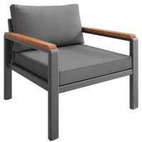 Modular Outdoor Garden Sofa Set with Aluminium Frame, Sturdy Lounge Set with Acacia Wood Coffee Table, 150L x 81.5W x 76H cm, Gray(m-13)